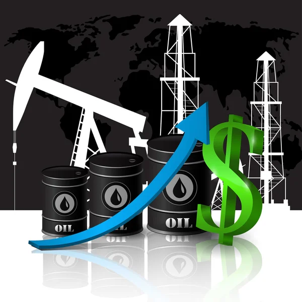 Illustration vectorielle du baril de pétrole avec flèche rouge — Image vectorielle