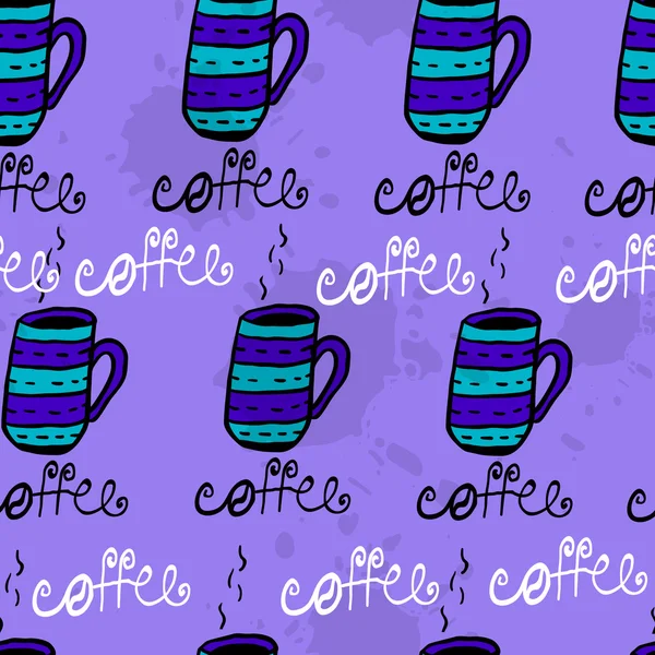 Nahtloses Muster mit skizzenhaften h Kaffeetassen — Stockvektor