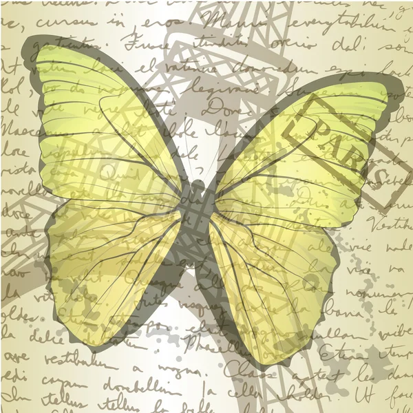Стільниця з ескізом паперу та метелика — стоковий вектор