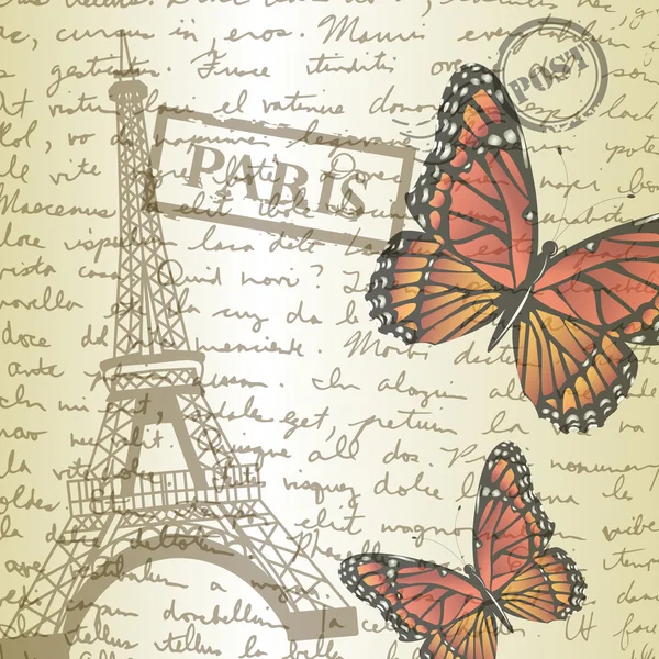 Mesa con papel para dibujar y mariposa — Archivo Imágenes Vectoriales