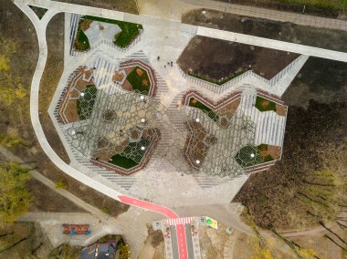 Hava aracı görüntüsü. Altıgen parkı tepe örtüsü