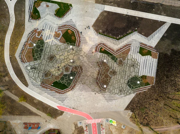 Aerial Drone View Hexagon Park Canopy — Stock Photo, Image