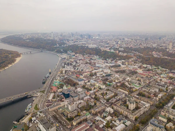 Вид Воздушного Беспилотника Вид Днепр Киеве — стоковое фото