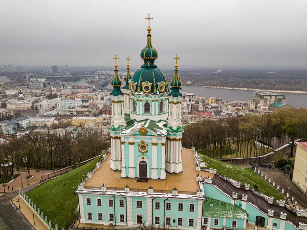 Luchtdrone Zicht Andreas Kerk Kiev — Stockfoto