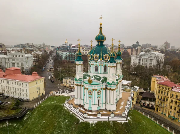 Vista Aérea Del Dron Iglesia San Andrés Kiev — Foto de Stock