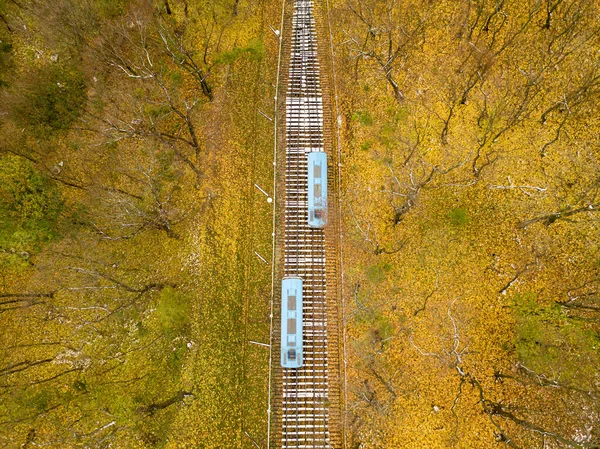 Vista Aérea Drones Kiev Funicular Final Outono — Fotografia de Stock