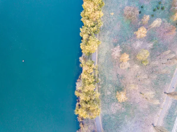 Drohnen Aus Der Luft Kiewer Stadtsee Von Oben Nach Unten — Stockfoto