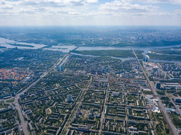 Vista Aérea Del Avión Tripulado Zona Residencial Kiev — Foto de Stock