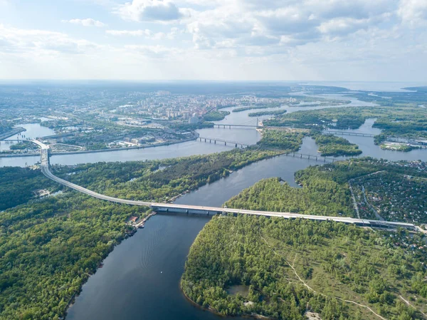 Vue Aérienne Haute Pont Inachevé Kiev Journée Été Ensoleillée — Photo