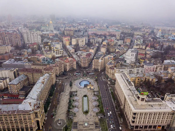 Воздушный Беспилотник Центральной Площади Киева Площадь Независимости — стоковое фото