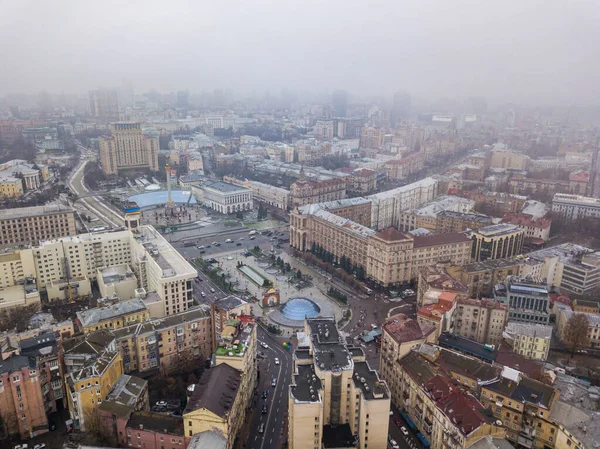 Vista Aérea Del Dron Plaza Central Kiev Plaza Independencia — Foto de Stock