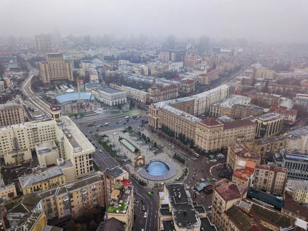 Aerial Drone View Central Square Kiev Independence Square — Stock Photo, Image