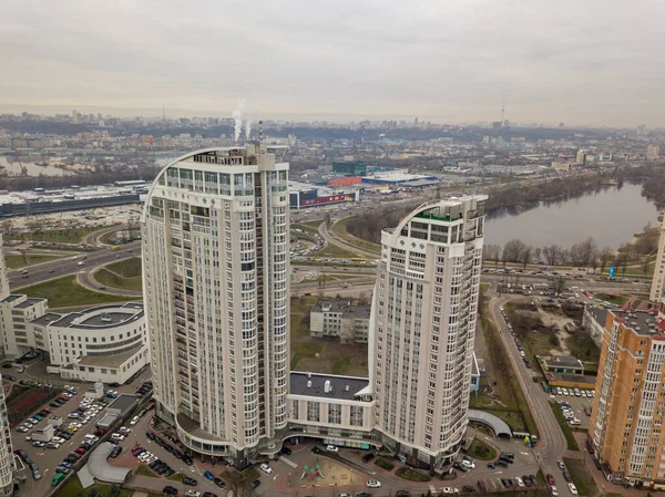 Veduta Aerea Del Drone Edifici Residenziali Kiev — Foto Stock
