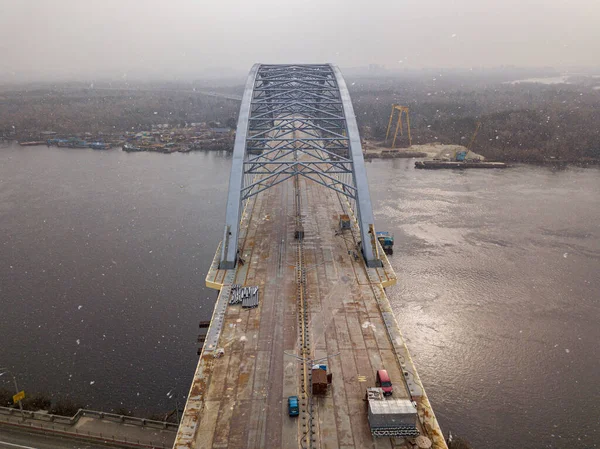 Bridge Construction Kiev Aerial Drone View — Stock Photo, Image