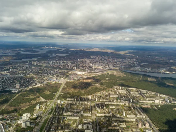 City Kiev Cloudy Weather Aerial High View — Stock Photo, Image