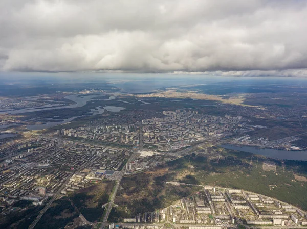 Cidade Kiev Tempo Nublado Vista Aérea Alta — Fotografia de Stock