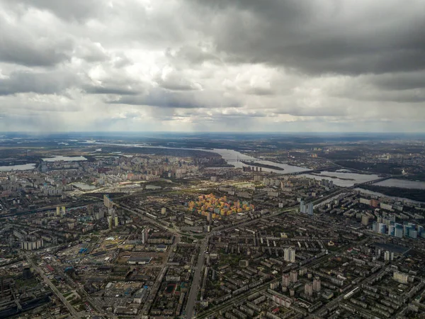 Ville Kiev Par Temps Nuageux Vue Aérienne Haute — Photo