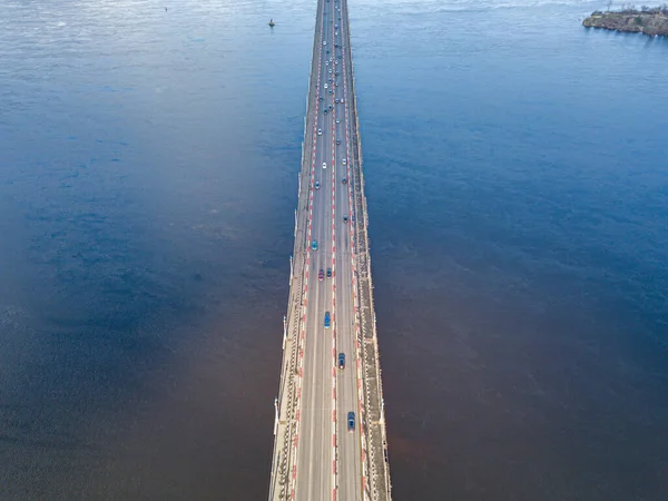 Автомобильный Мост Через Днепр Киеве Воздушный Беспилотник — стоковое фото