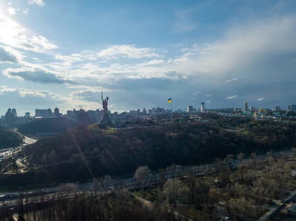 Sulla Riva Destra Kiev Vista Aerea Drone — Foto Stock