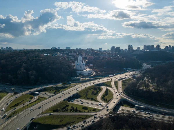 Höger Bank Kiev Flygdrönare — Stockfoto