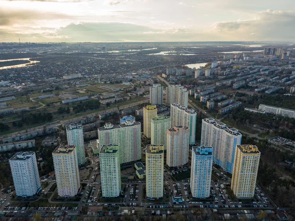 Woningbouw Kiev Luchtdrone Zicht — Stockfoto