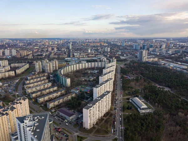 Woningbouw Kiev Luchtdrone Zicht — Stockfoto