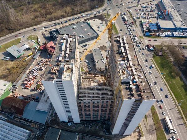 Dům Výstavbě Kyjevě Zobrazení Leteckých Dronů — Stock fotografie