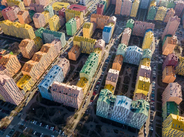 Edificios Residenciales Multicolores Vista Aérea Del Dron — Foto de Stock