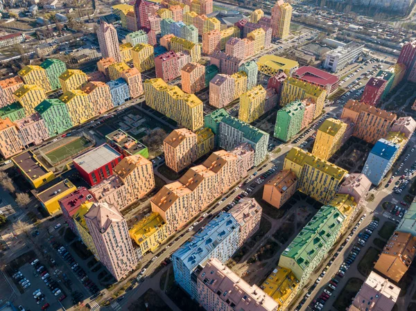 Flerfärgade Bostadshus Flygdrönare — Stockfoto