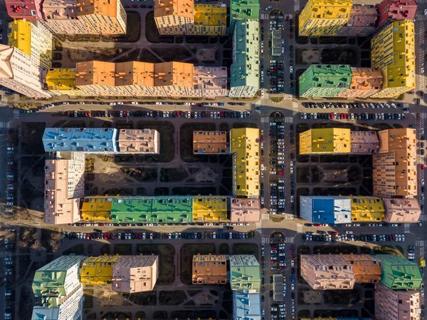 Edificios Residenciales Multicolores Vista Aérea Del Dron — Foto de Stock