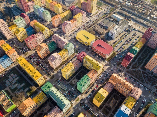 Flerfärgade Bostadshus Flygdrönare — Stockfoto