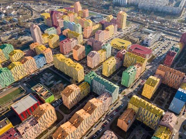 Bâtiments Résidentiels Multicolores Vue Aérienne Drone — Photo