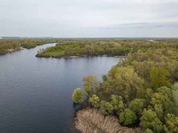 Sjöstranden Våren Flygdrönare — Stockfoto