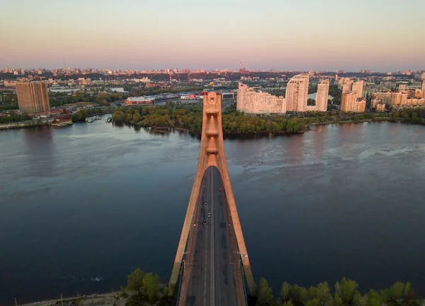 Ponte Nord Kiev All Alba Vista Aerea Drone — Foto Stock