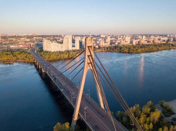 Norra Bron Kiev Gryningen Flygdrönare — Stockfoto