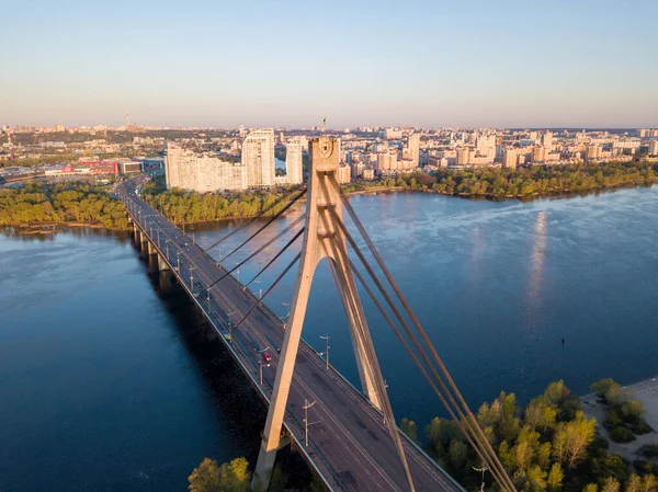 Ponte Nord Kiev All Alba Vista Aerea Drone — Foto Stock