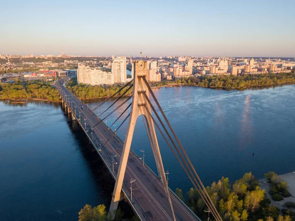 Norra Bron Kiev Gryningen Flygdrönare — Stockfoto