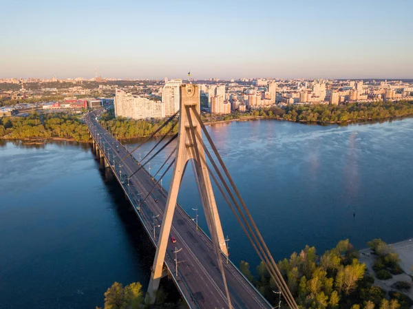 Norra Bron Kiev Gryningen Flygdrönare — Stockfoto