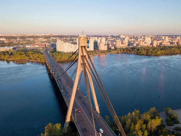 Pont Nord Kiev Aube Vue Aérienne Drone — Photo