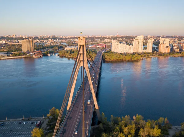 Ponte Nord Kiev All Alba Vista Aerea Drone — Foto Stock