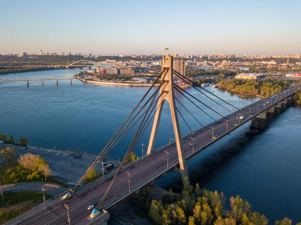 Pont Nord Kiev Aube Vue Aérienne Drone — Photo