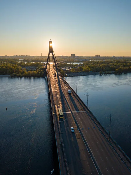 Pont Nord Kiev Aube Vue Aérienne Drone — Photo