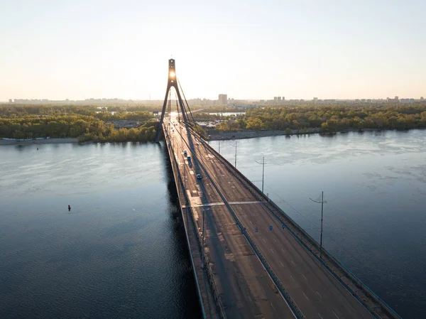 Norra Bron Kiev Gryningen Flygdrönare — Stockfoto