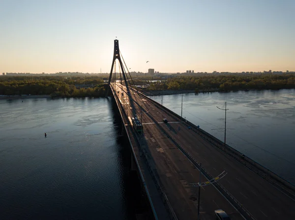 Norra Bron Kiev Gryningen Flygdrönare — Stockfoto