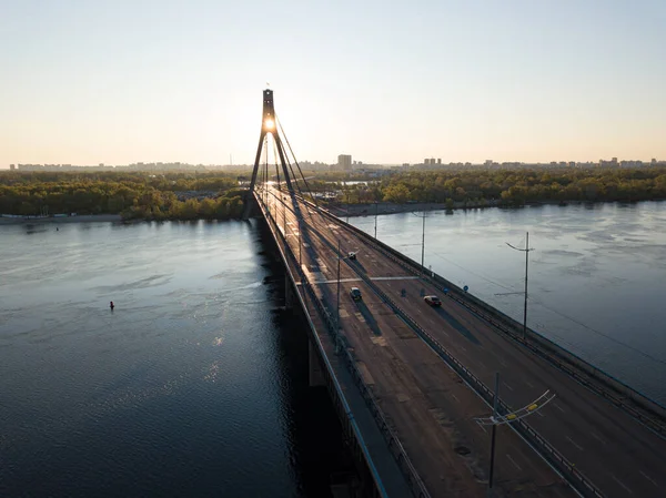 Norra Bron Kiev Gryningen Flygdrönare — Stockfoto