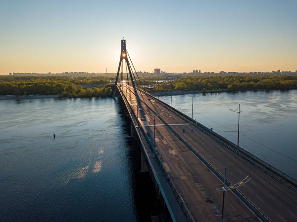 Norra Bron Kiev Gryningen Flygdrönare — Stockfoto