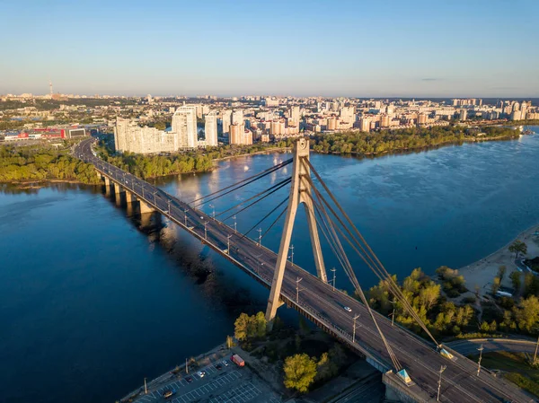 Norra Bron Kiev Gryningen Flygdrönare — Stockfoto