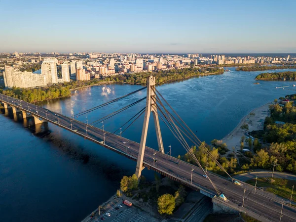 Norra Bron Kiev Gryningen Flygdrönare — Stockfoto