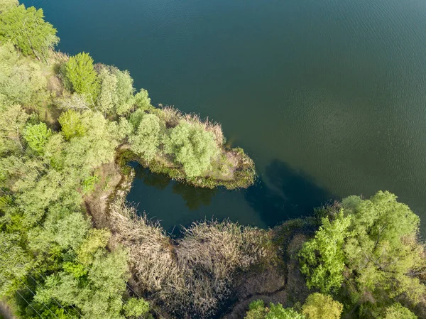 Lago Parque Primavera Vista Aérea Del Dron —  Fotos de Stock