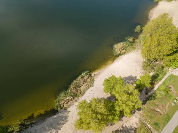Lago Parque Primavera Vista Aérea Del Dron —  Fotos de Stock